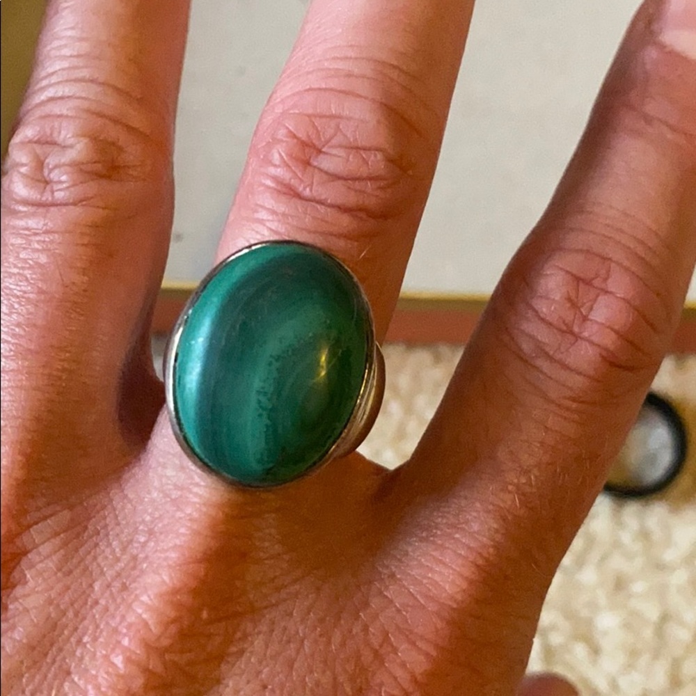 Size 8 malachite ring sterling silver